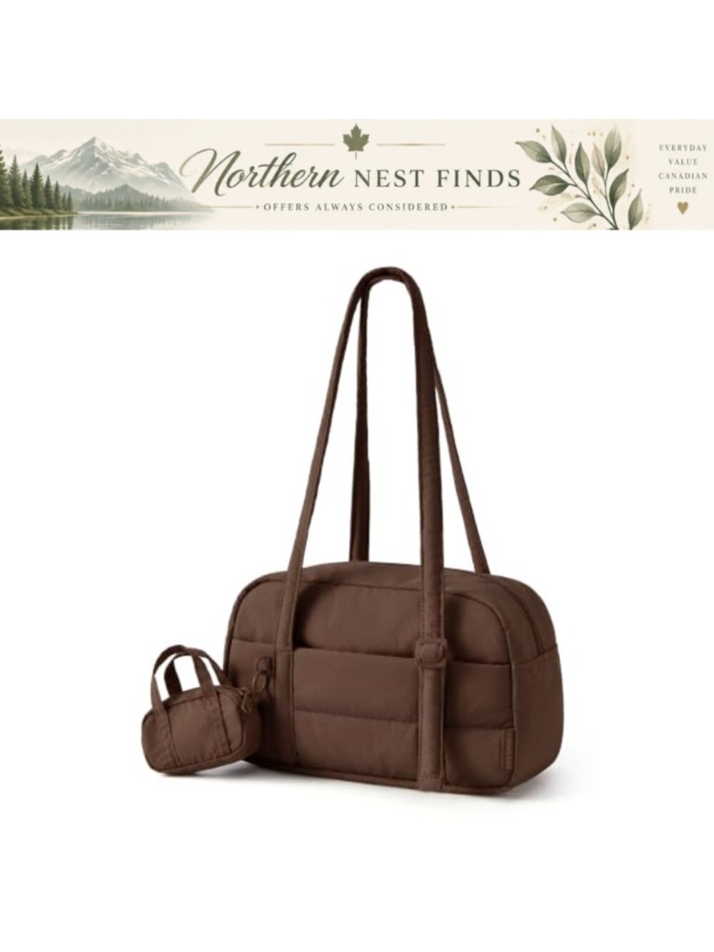 Lightweight Puffy Shoulder Bag Water-Resistant Polyester Crossbody Purse
